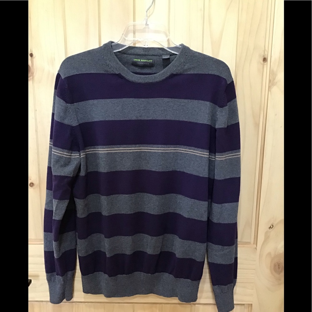 Men’s cotton striped crew neck sweater